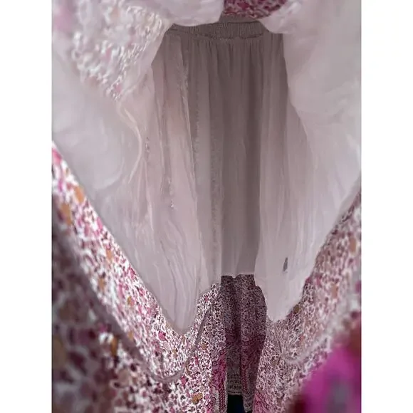 In Loom Floral Border Print Button Front Midi Dress Sz S Feminine Cottagecore - Picture 10 of 14